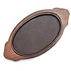 Linquard Collection Store Wooden Sizzler Plate with Oval Base/sizzler Plate with Wooden Stand