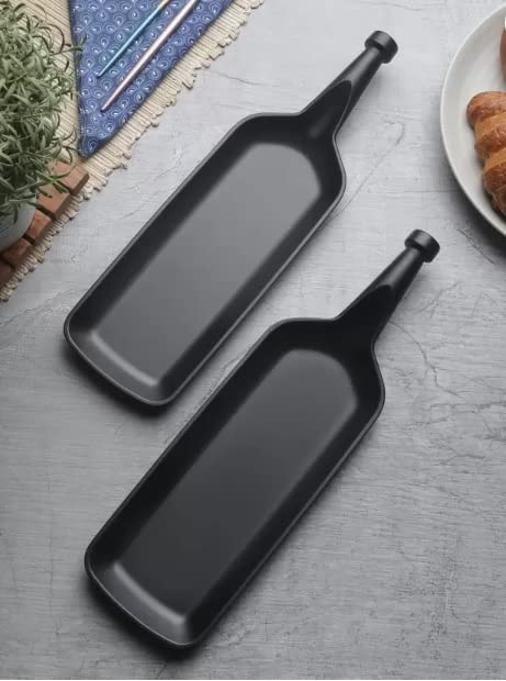 Hospitality Black Matt Melamine Bat Serving Platters Set of Two Tray