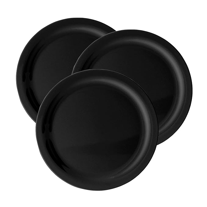 Milton Lissome Matt Buffet Melamine Plate, Set of 3, Black (12.5" Each)