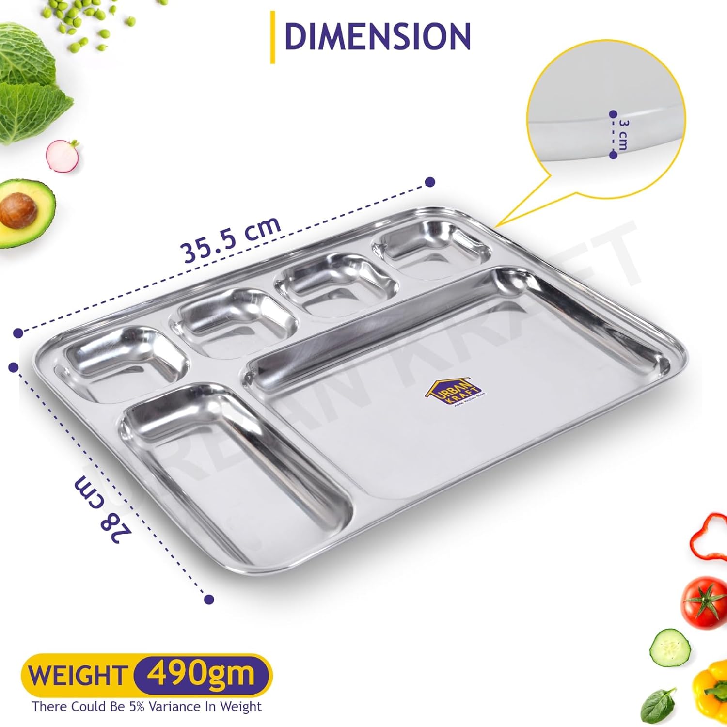 Stainless Steel Plates with Compartments