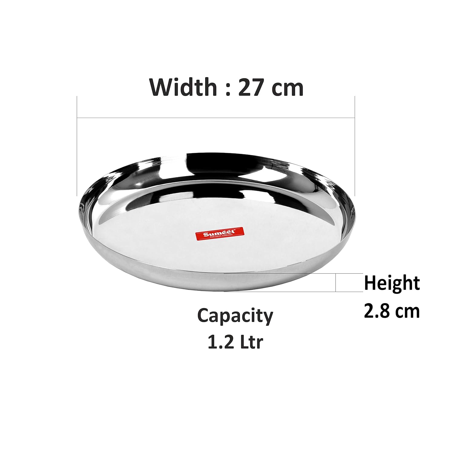 Sumeet Stainless Steel Dinner Plates - Set Of 2, Silver
